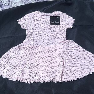 Okie Dokie Pink and Black Dotted Kids Dress